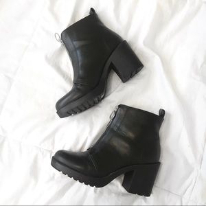 Chunky Zip-Up Heeled Ankle Boots